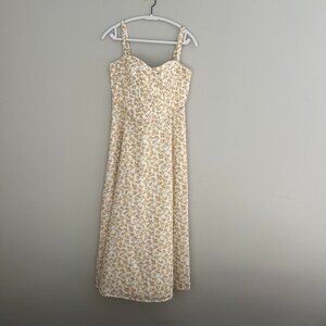 Moon River Eyelet Floral Corset Detail Sleeveless Midi Dress